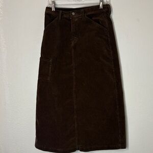 J Galt Brown Corduroy Cargo Maxi Skirt S